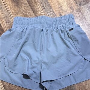 Women's Blue/grey Elastic Waist Shorts